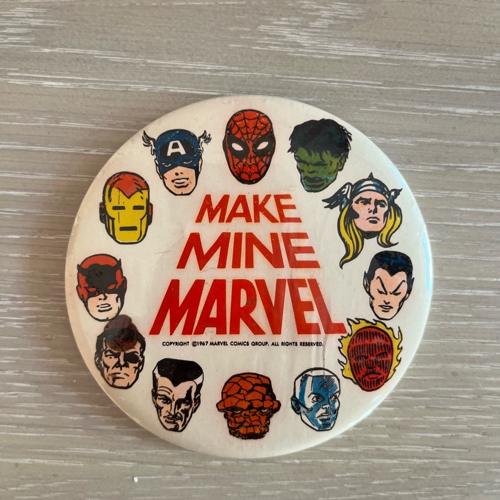 1960s Make Mine Marvel Membership Button Pin 3 1/4" MMMS Vintage Rare/Authentic